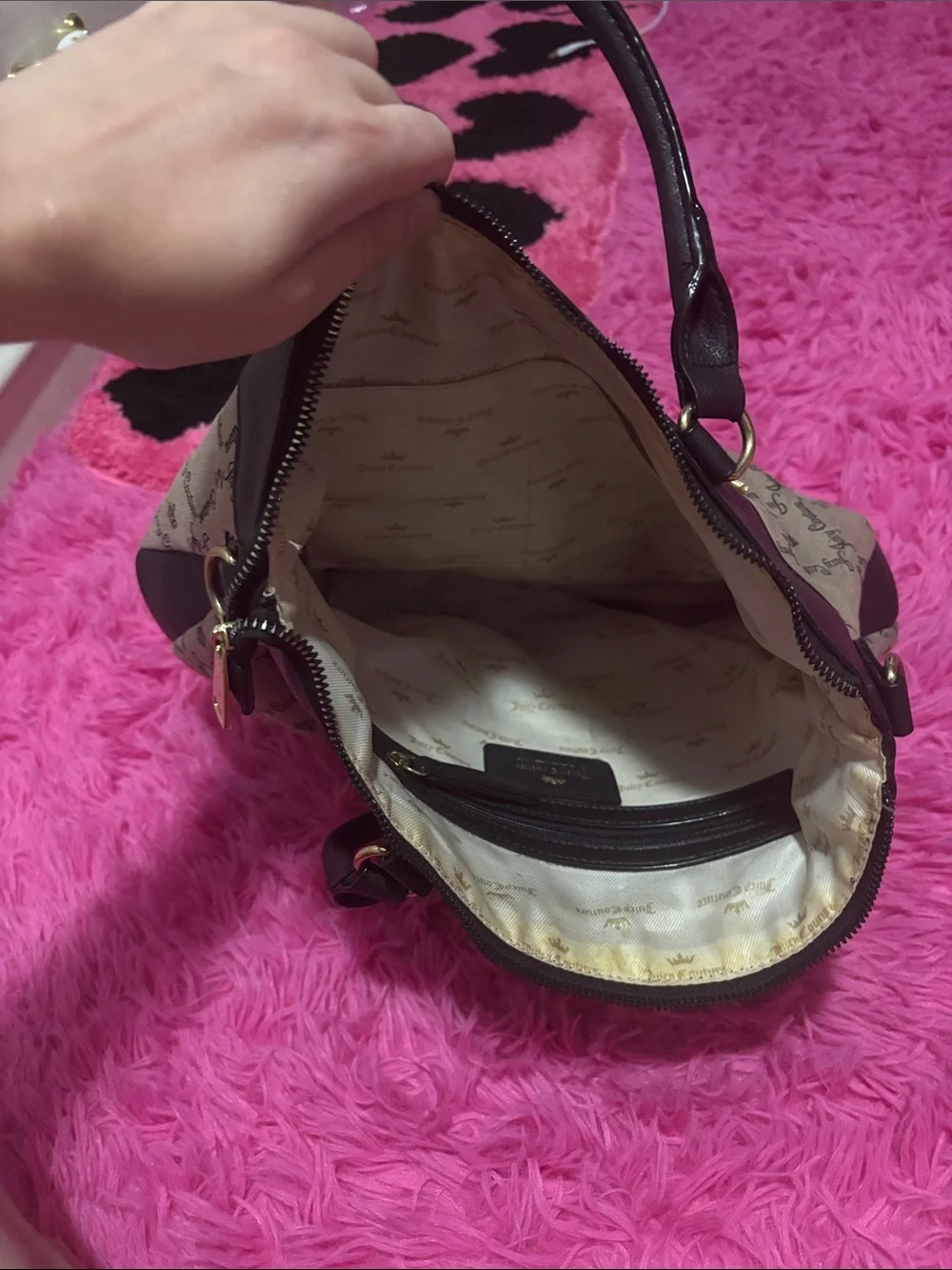 Juicy Couture beige and black y2k VINTAGE handbag